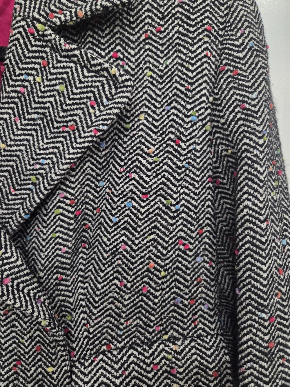 Worth Women's Vintage Black & White Chevron Tweed Double-Breasted Blazer Size M